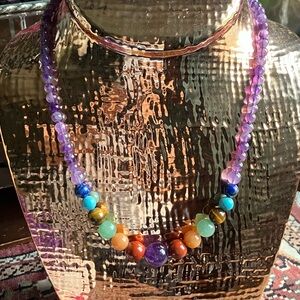 NWOT Multi Genuine Gem Beaded Necklace